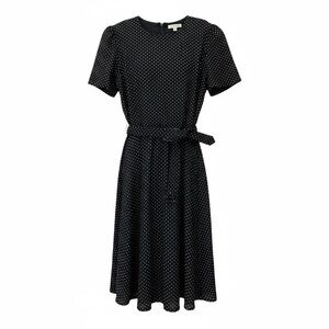 Vintage Tabby of California Black Polka Dot Belted Dress Size 16